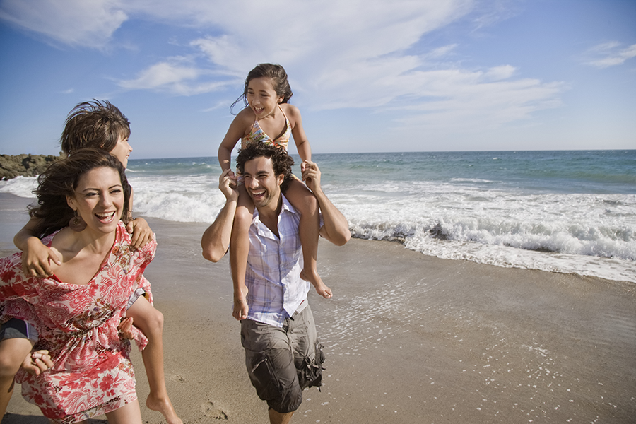 family on the beach