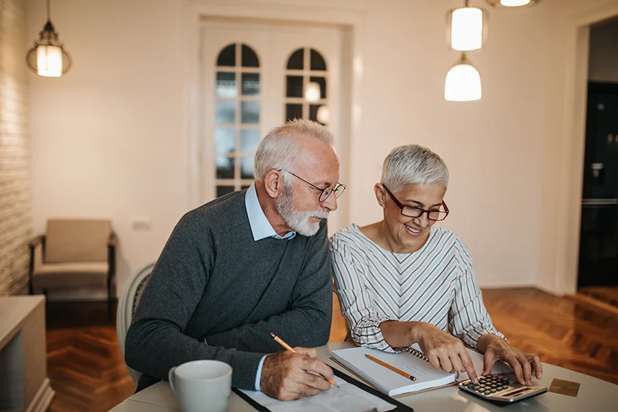 couple looking at banking papers